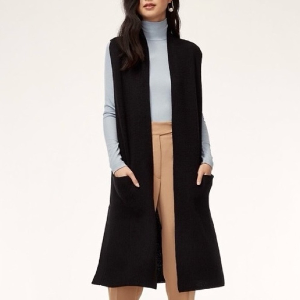 Aritzia Wilfred The Olive Cardigan Merino Wool Black